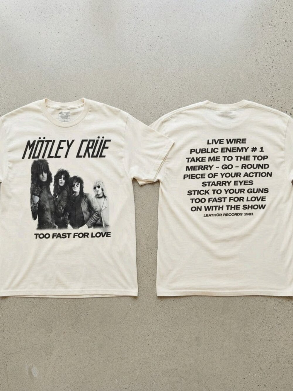 Mötley Crüe Too Fast For Love Cream T-Shirt S-4XL
